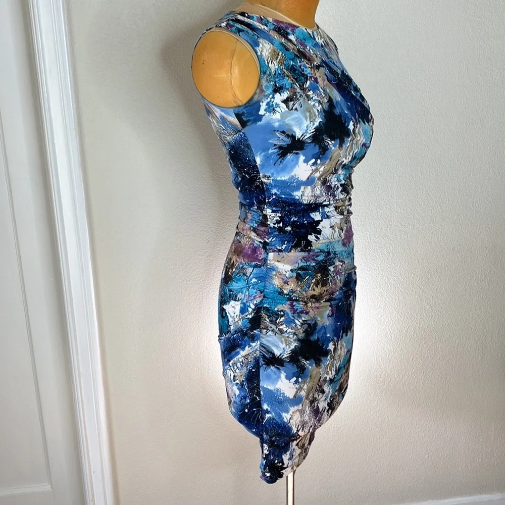 Abstract Multicolor Dress with Ruched Sides - Picture 3 of 10